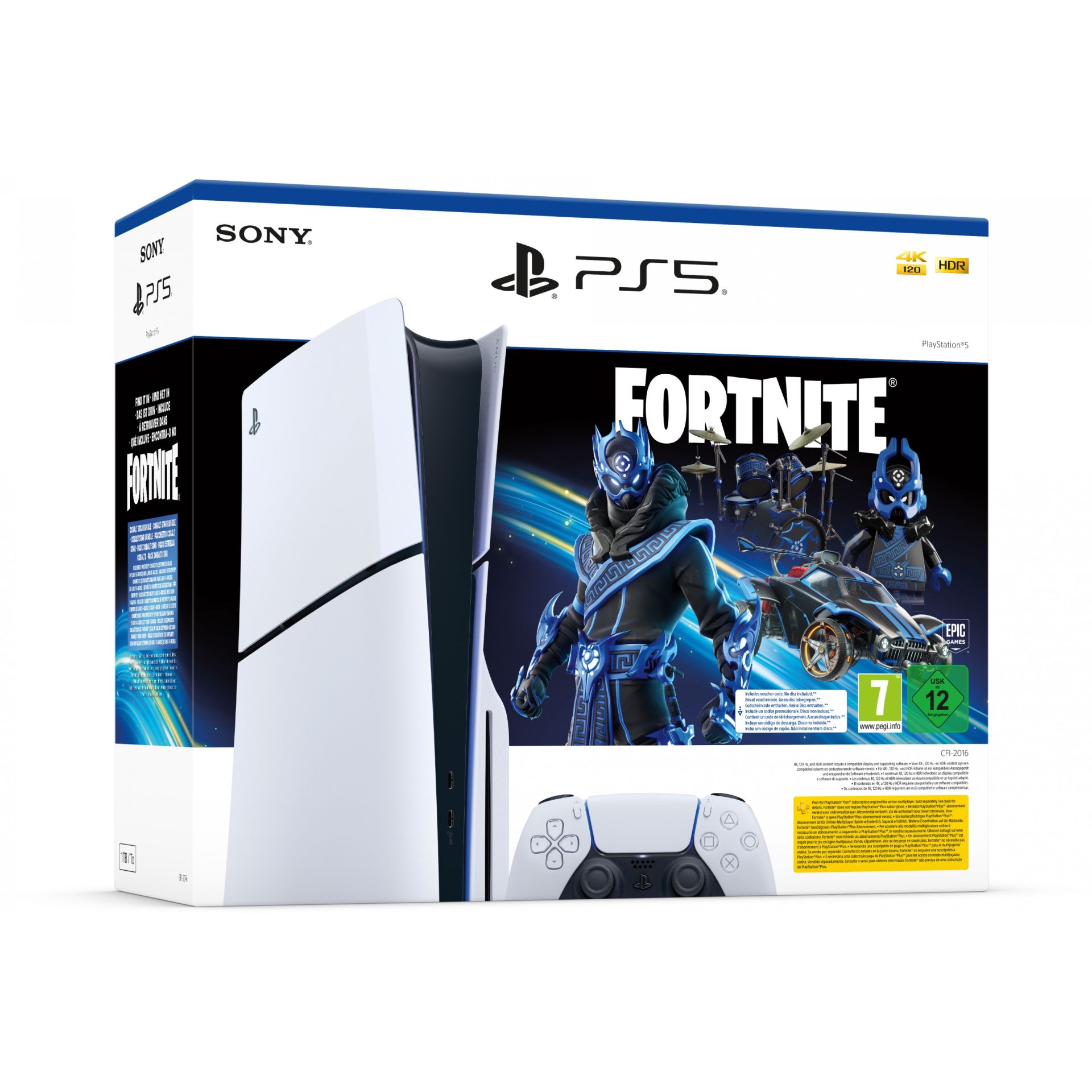Sony Playstation 5 Slim - 1TB Fortnite Cobalt Star Bundle white